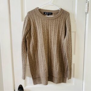 WANTABLE NWT Cable Knit High-Low Brown Women's Sweater Size Large